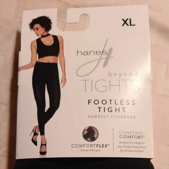 HANES black footless tights beyond tights XL or L  New in package - Picture 1 of 3